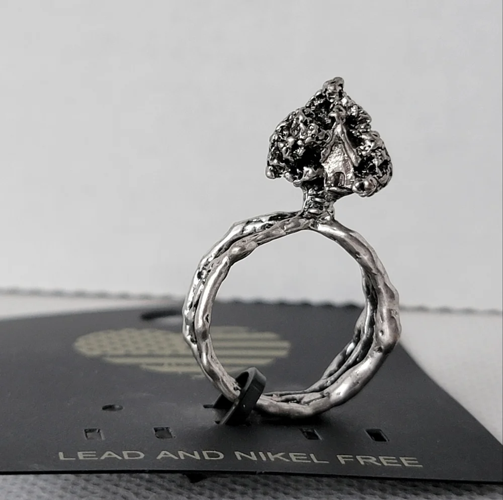 Tree House Statement Ring Silver Tone